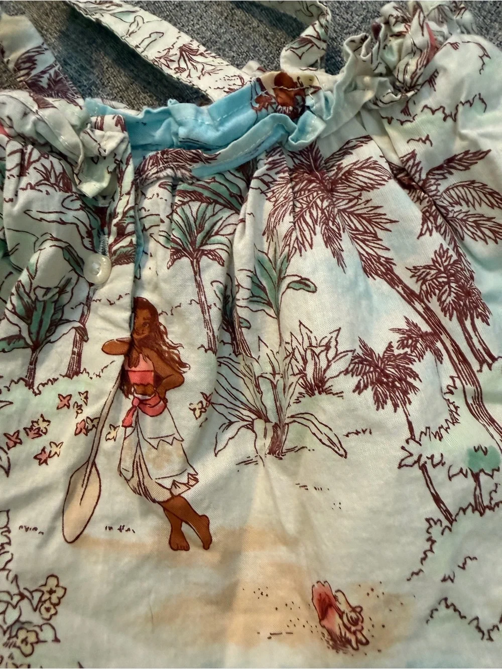 Disney Janie and Jack Cream Moana Themed Tropical Print Crossback Tank Top 0-3m